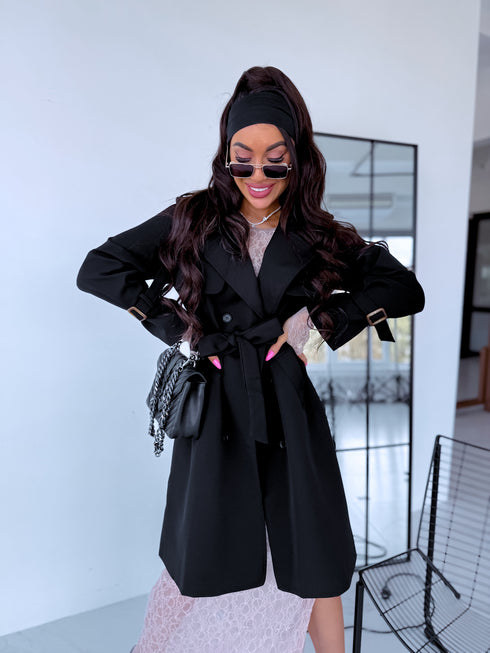 Extended trench coat "Spring season 6180" - black